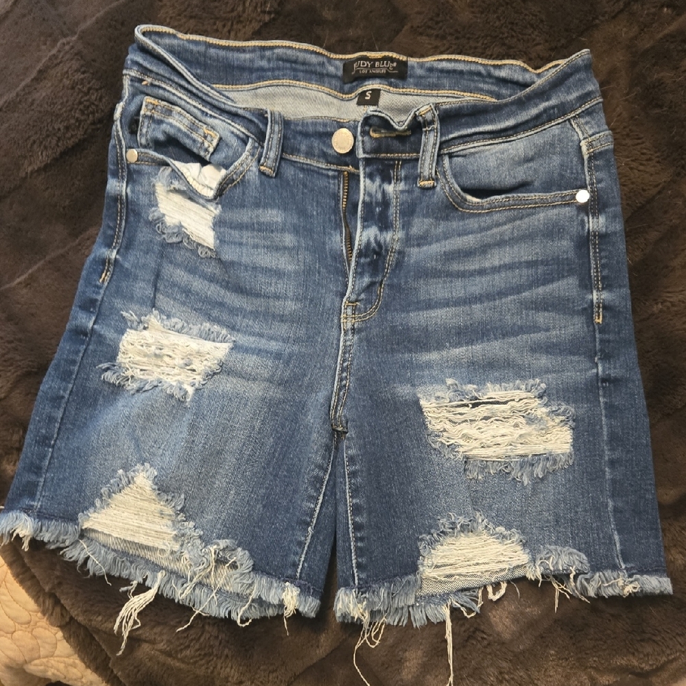 Judy Blue Distressed Blue Jean Shorts